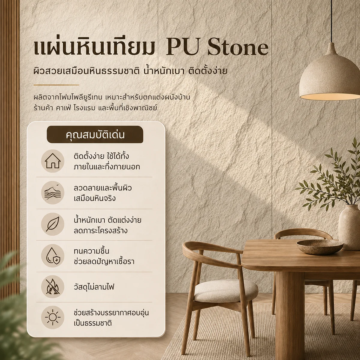 แผ่นหินเทียม PU stone