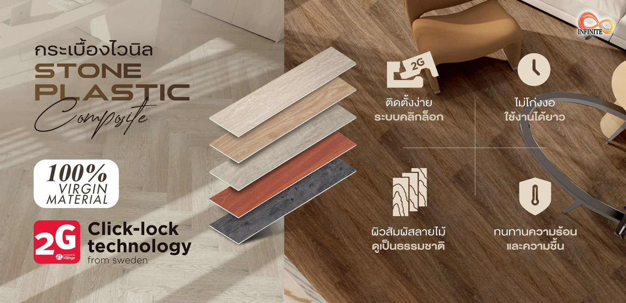 กระเบื้องยาง กระเบื้องไว้นิล spc คลิ๊กล็อค click lock
