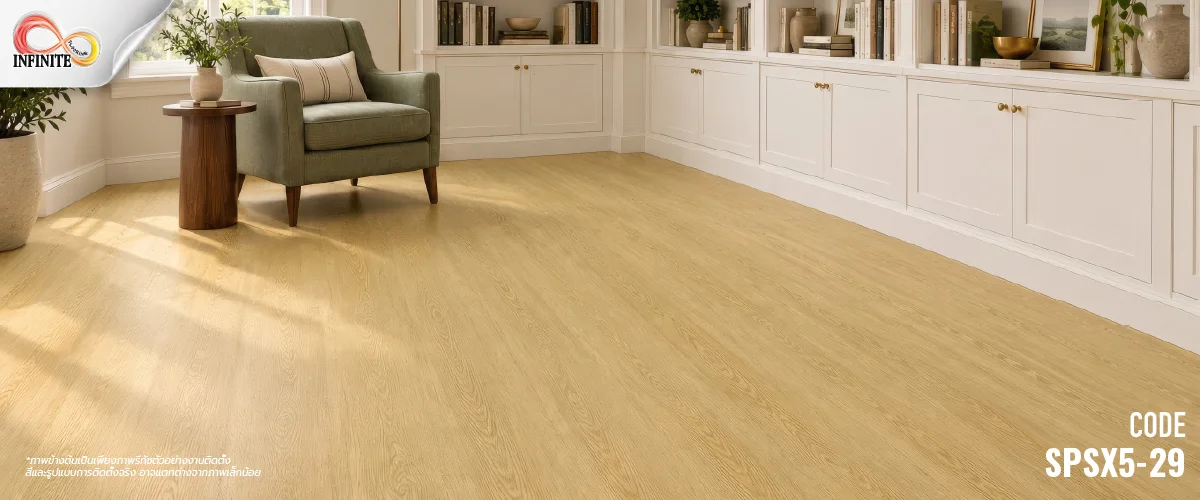 กระเบื้องยาง กระเบื้องไว้นิล SPC Cozy plank ปูตรง click lock ixpe foam