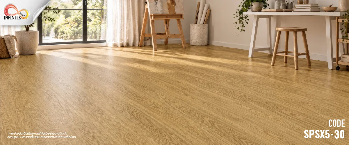 กระเบื้องยาง กระเบื้องไว้นิล SPC Cozy plank ปูตรง click lock ixpe foam