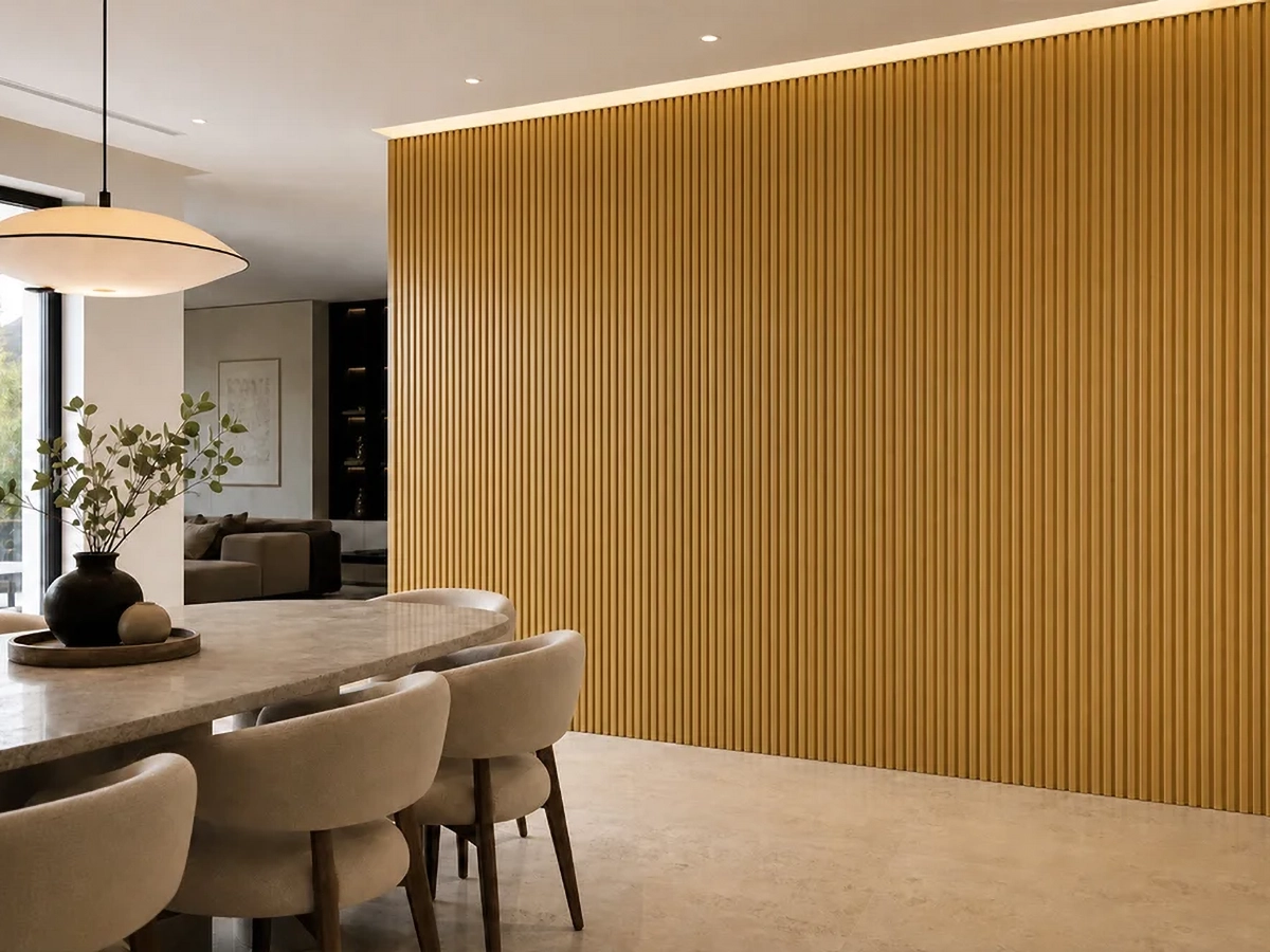 เปลี่ยนผนังเรียบให้มีมิติด้วย แผ่นระแนงไวนิลตกแต่งผนัง PVC Fluted Wall Panel จาก Infinite Home
