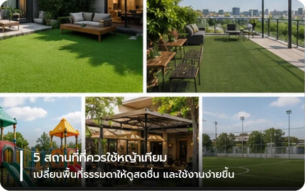 5 สถานที่ที่ควรใช้หญ้าเทียม เปลี่ยนพื้นที่ธรรมดาให้ดูสดชื่นและใช้งานง่ายขึ้น