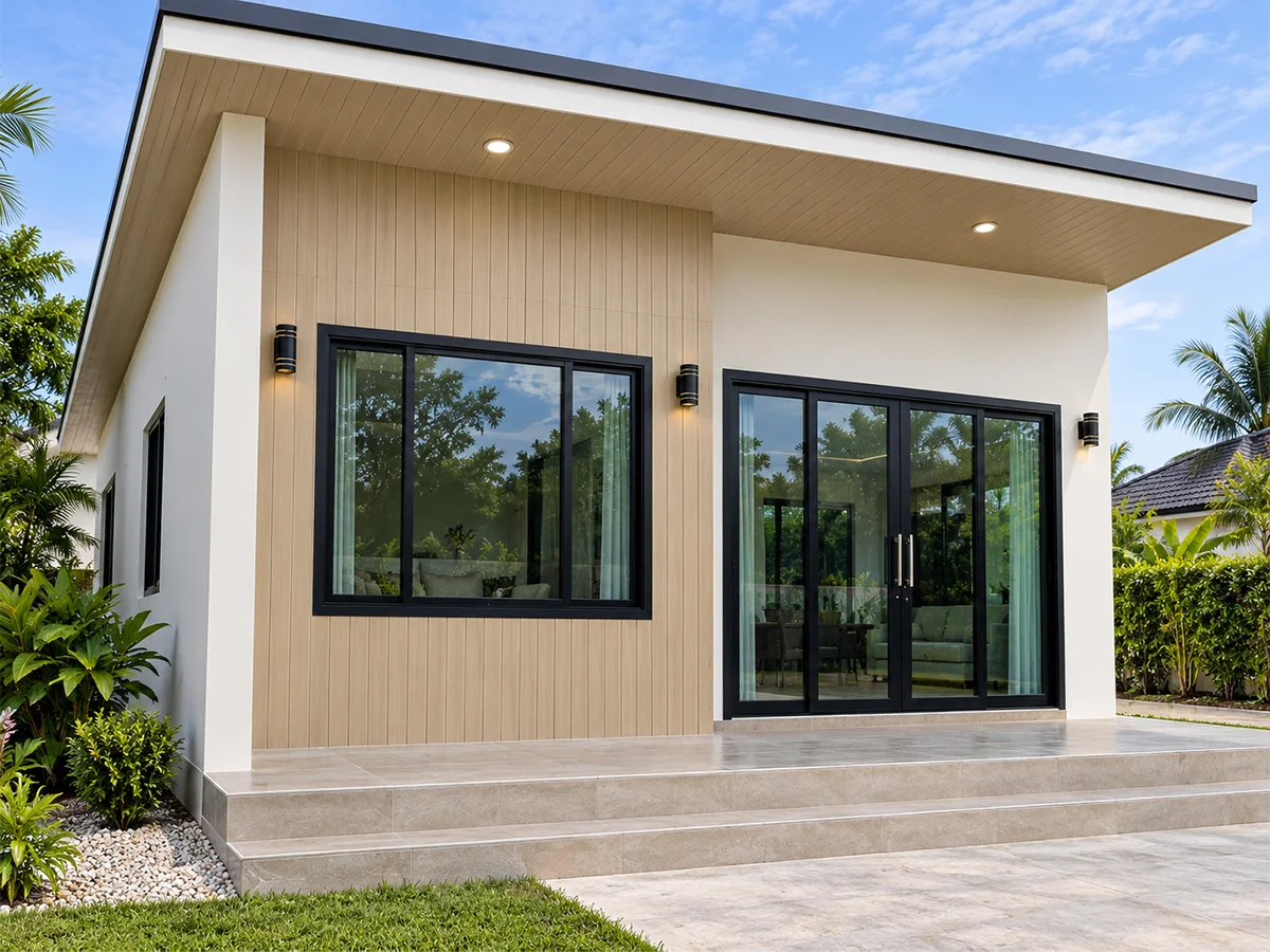 ขายไม้เทียม ราคาถูก facade ไม้ฝ้า ไม้ผนัง cladding ภายนอก